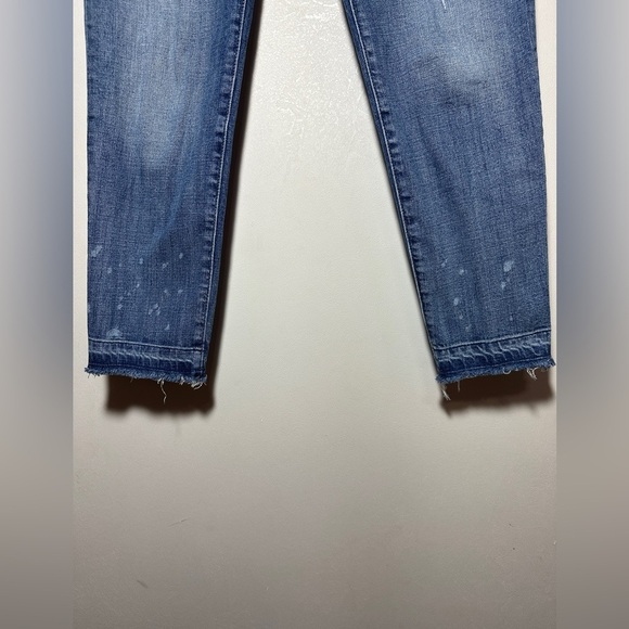 Loft Relaxed Skinny Crop Blue Jeans Frayed Hem size 27/4 - Picture 2 of 4